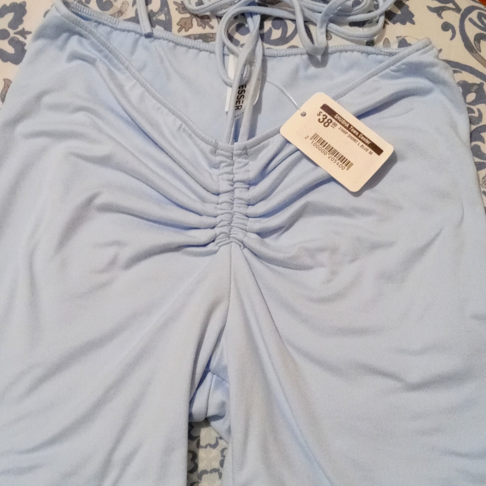 Tresser Light Blue Color Chill Truths Wrap Biker Shorts M